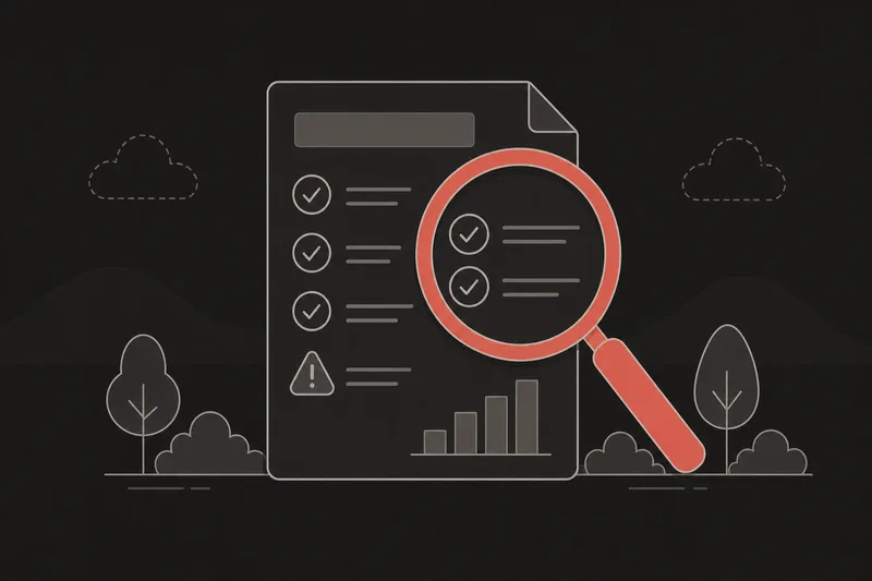 Illustration d'un audit informatique : loupe examinant l'architecture d'un système d'information
