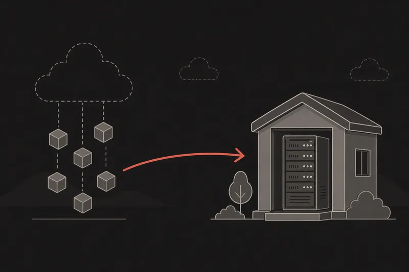 Illustration d'une migration informatique : transfert des données depuis le cloud des géants vers une infrastructure souveraine