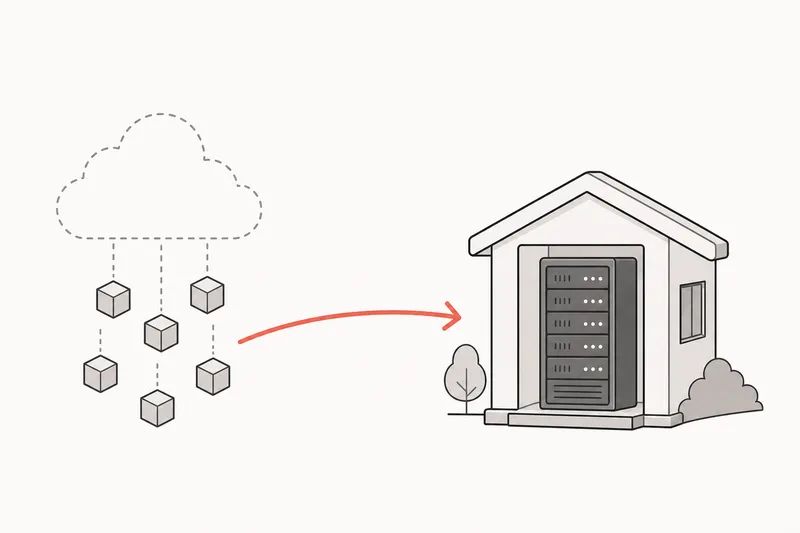Illustration d'une migration informatique : transfert des données depuis le cloud des géants vers une infrastructure souveraine